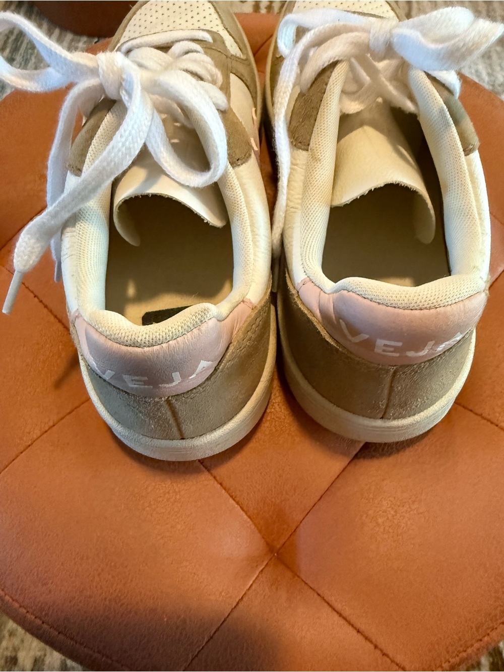 Veja V-10 Sneakers in White, Petale & Sahara - Picture 6 of 6
